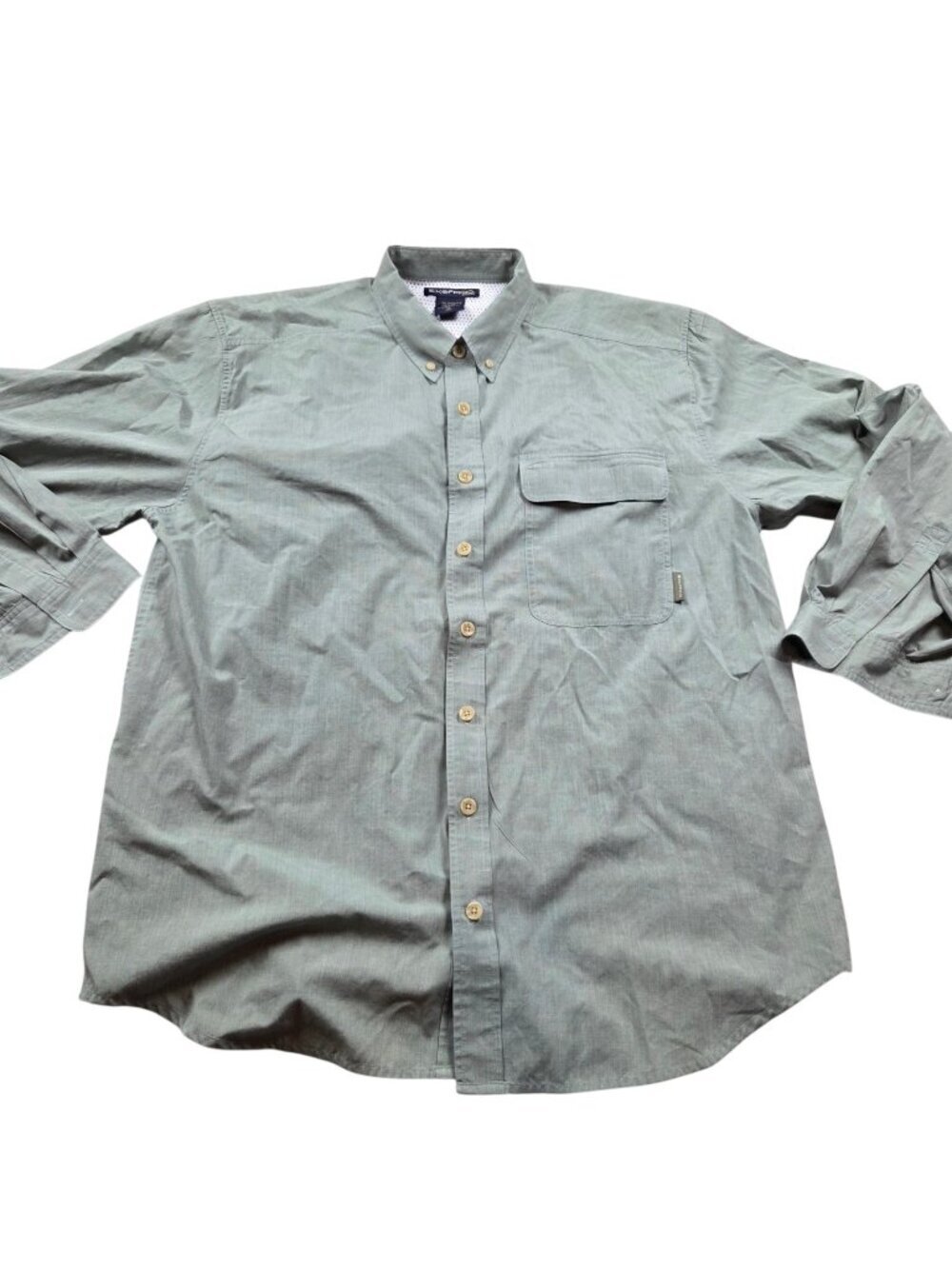 ExOfficio Camp Shirt Mens XL Green  Long Sleeve Button Up Vented Convertible